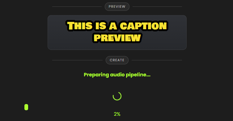 Caption X showing progress while captions are being generated